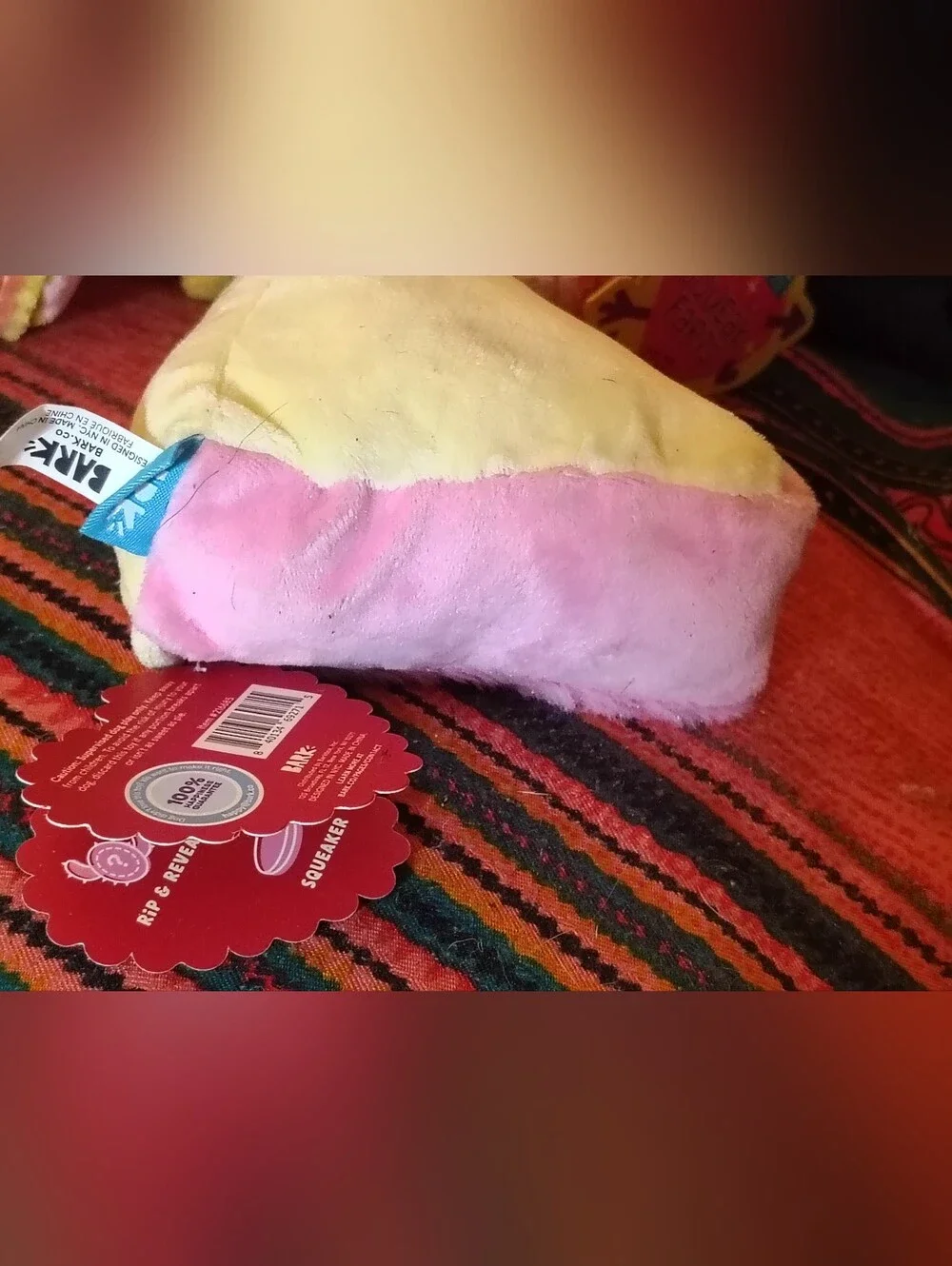 NWT BarkBox Dog Toy Lot of 3- Straw-Betty Cheesecake, Squeak&Fart Candy & Lolly